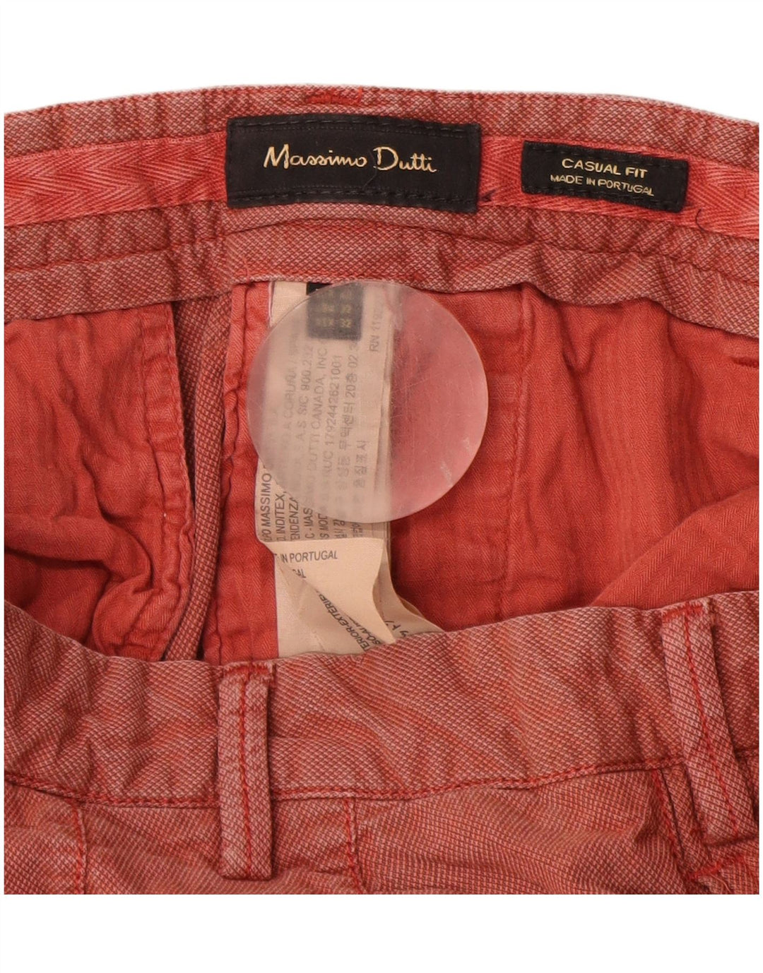 MASSIMO DUTTI Pantaloni chino vestibilità casual da uomo EU 42 Large W32 L32 Rosso
