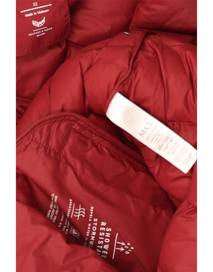 Cappotto imbottito con cappuccio da donna Marks & Spencer UK 22 3XL rosso poliammide