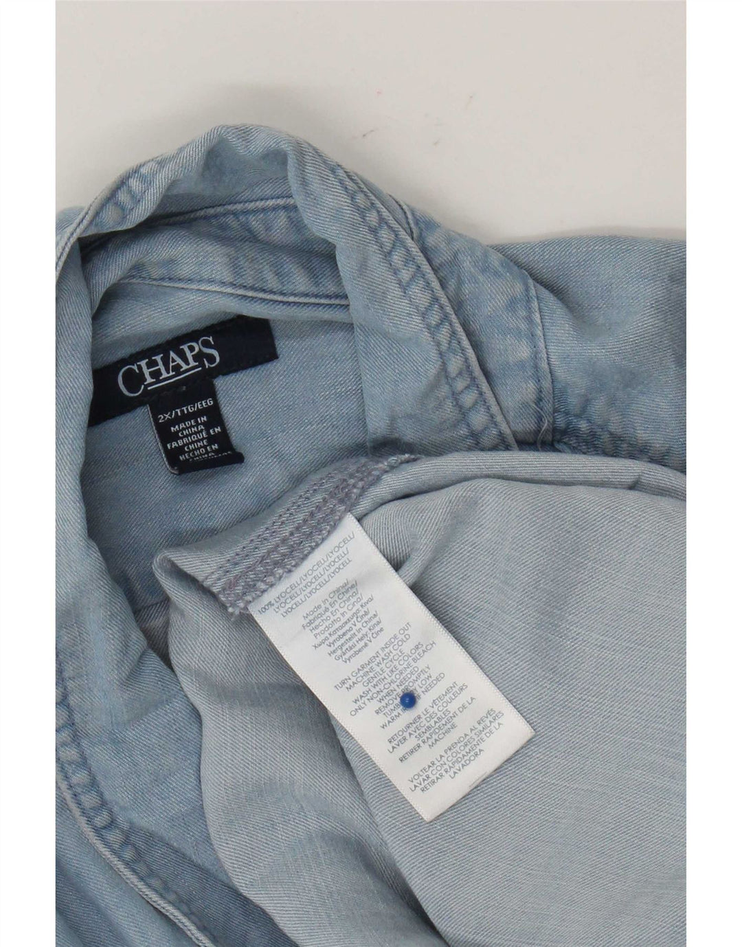 Camicia in denim da donna Chaps UK 20 2XL Lyocell blu