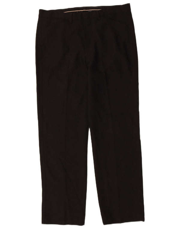 FARAH Mens Straight Casual Trousers W34 L31 Black Polyester