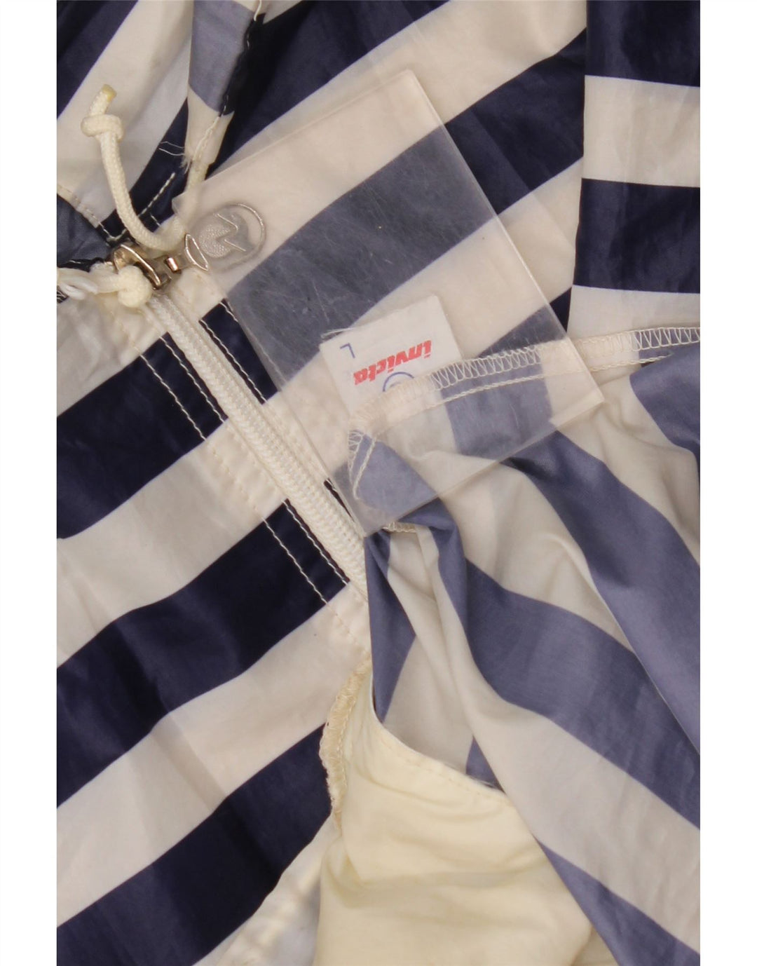 INVICTA Giacca antipioggia da uomo con cappuccio UK 40 Grande poliestere a righe blu navy