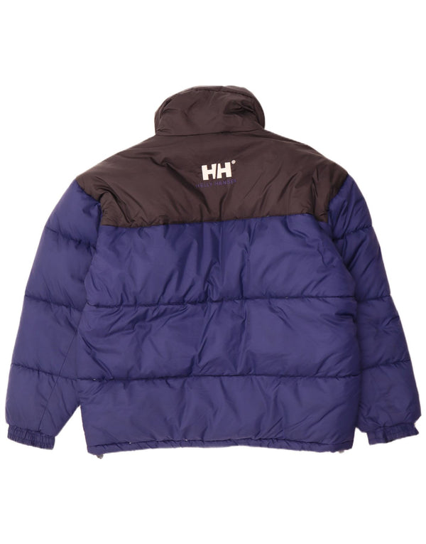 Giacca imbottita grafica da uomo Helly Hansen UK 40 Large Blu Colourblock Nylon