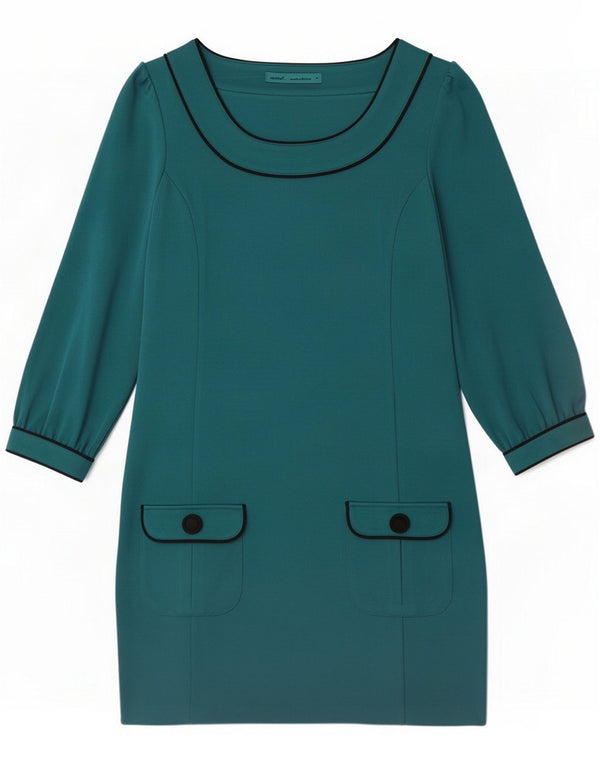 Next Abito a trapezio da donna con maniche a 3/4 UK 12 Verde medio Poliestere