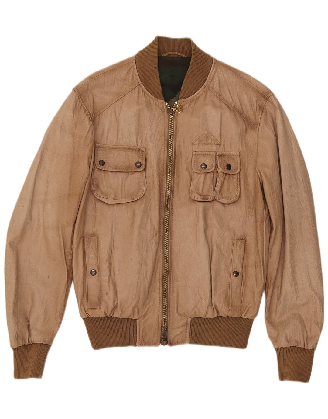 Giacca in pelle vintage da uomo IT 50 grande marrone