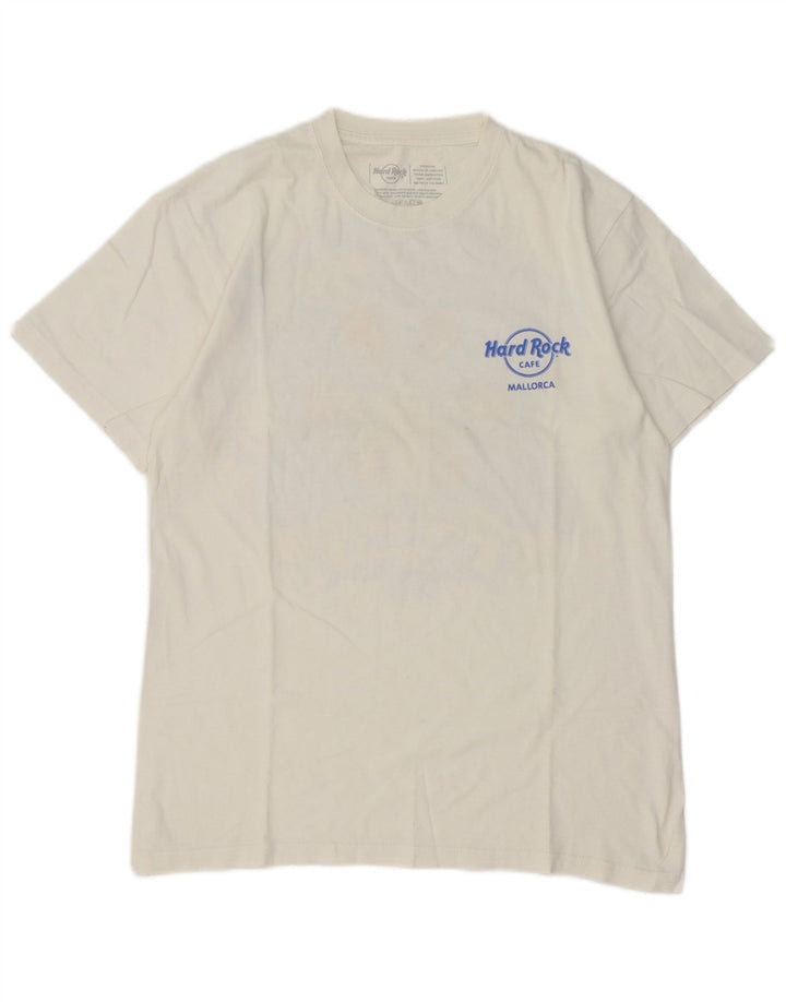 T-shirt grafica da uomo Maiorca Hard Rock Cafe, cotone bianco medio