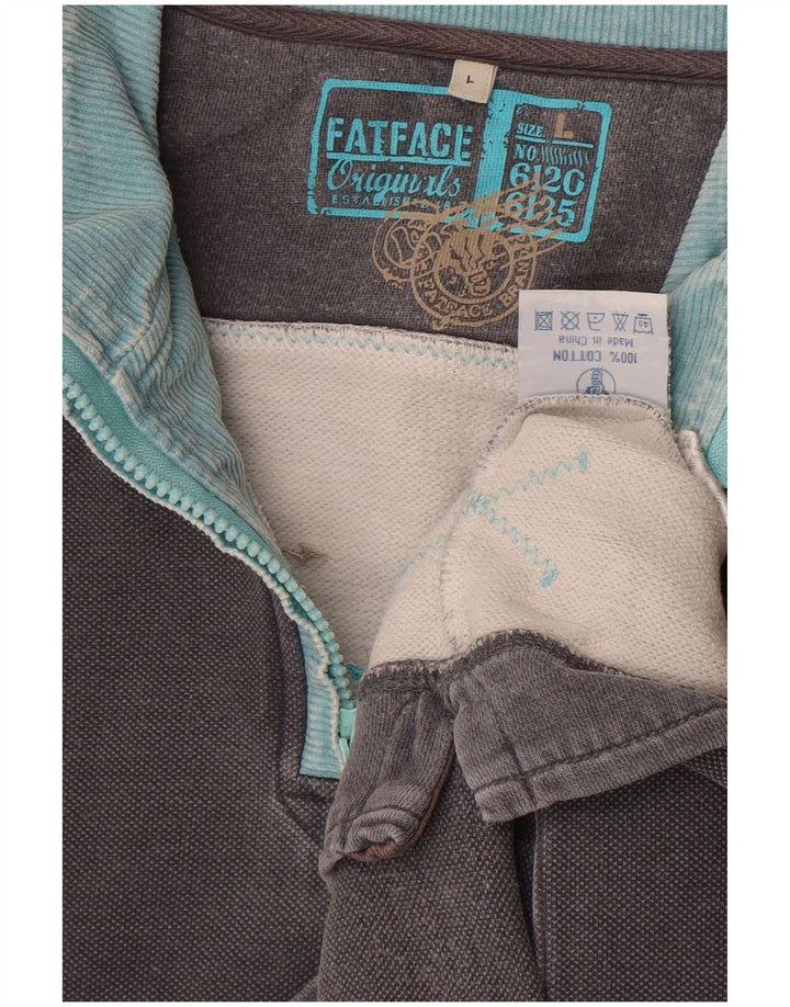 Felpa da uomo con collo con zip Fat Face, maglione grande, cotone grigio