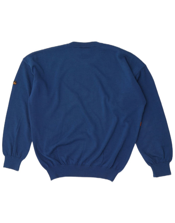 Maglione maglione girocollo con grafica da uomo Navigare, lana d'agnello a righe blu grandi