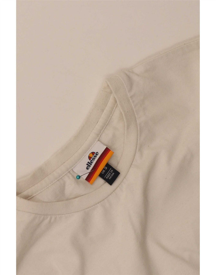 T-shirt grafica corta da donna Ellesse UK 10 piccola bianca