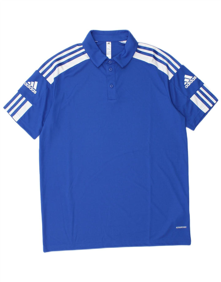 Polo grafica Adidas Aeroready da uomo in poliestere blu medio