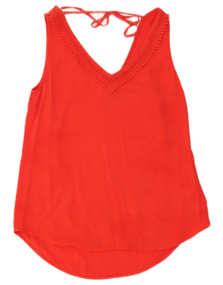 OASIS Womens Sleeveless Blouse Top UK 8 Small Red Viscose