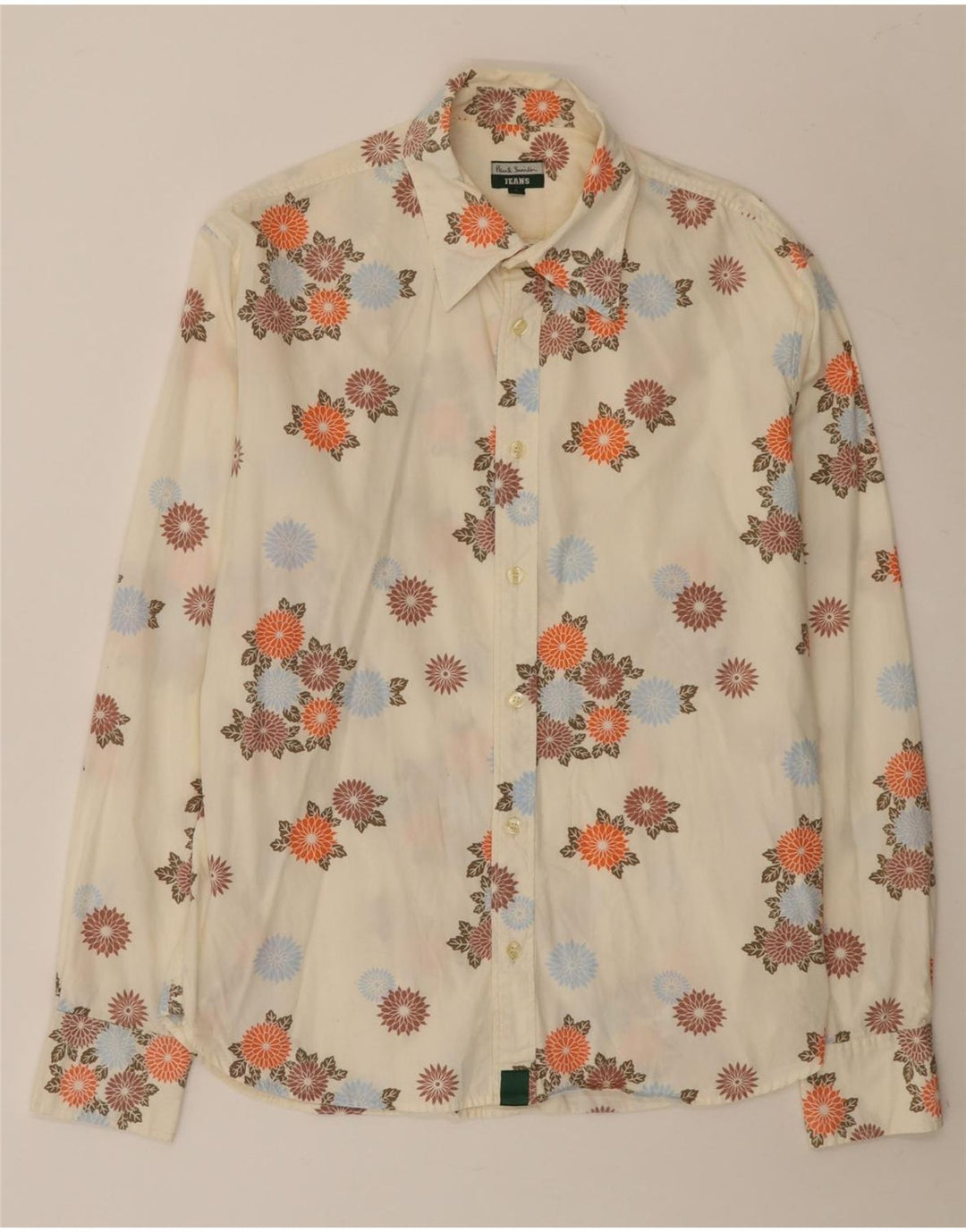 Camicia da uomo Paul Smith grande in cotone floreale bianco sporco