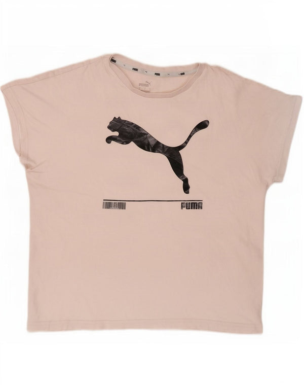 Puma T-shirt grafica oversize da donna Top UK 10 Small Beige