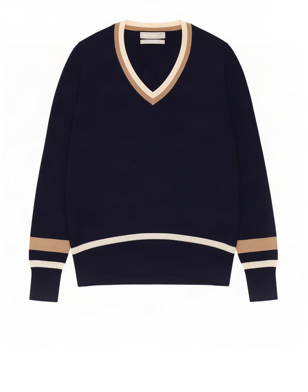 Maglione maglione con scollo a V da donna Marks & Spencer UK 12 medio blu navy