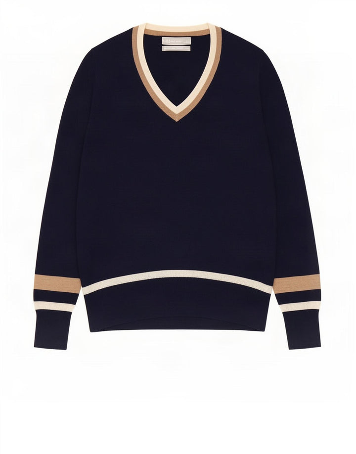 Maglione maglione con scollo a V da donna Marks & Spencer UK 12 medio blu navy