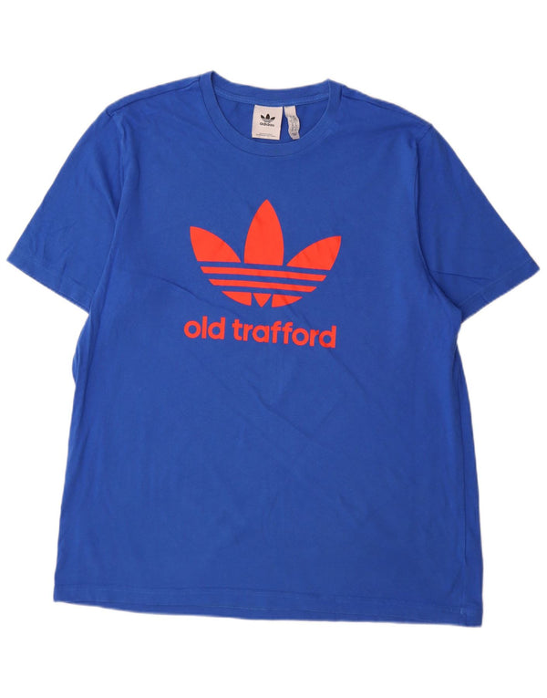 Maglietta grafica da uomo Adidas Manchester United Top XL in cotone blu