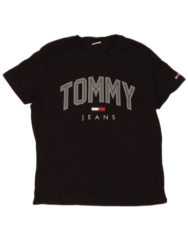 T-shirt grafica da uomo Tommy Hilfiger Top XL in cotone nero