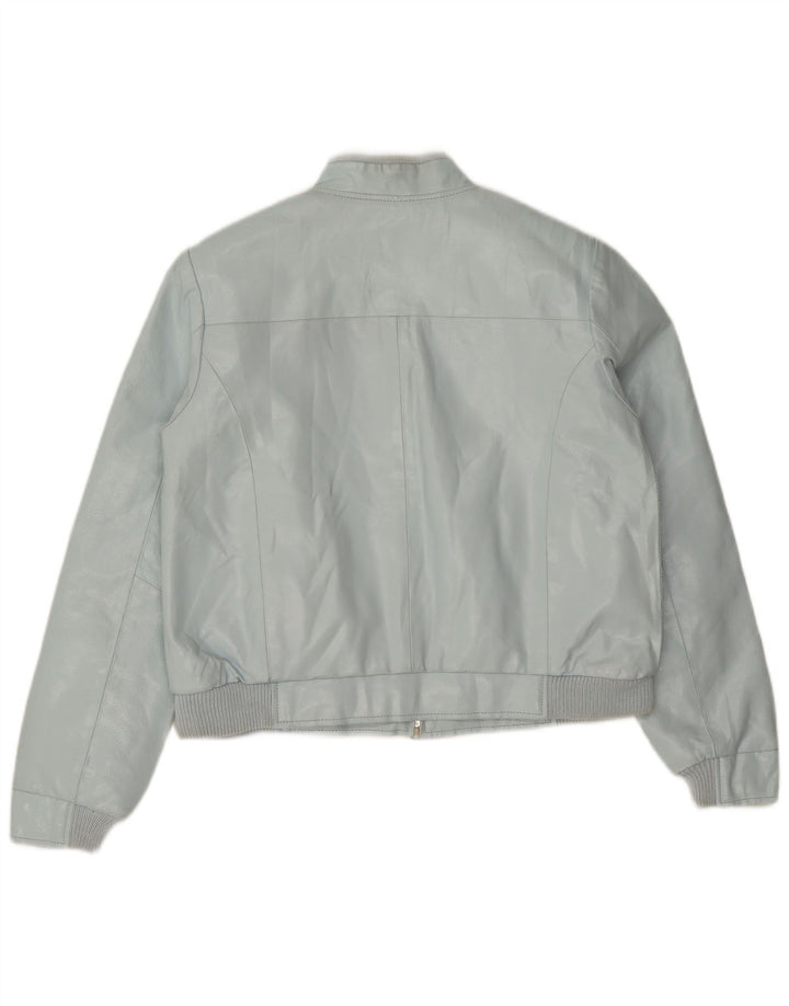 Giubbotto bomber vintage da donna in ecopelle corta IT 44 blu medio