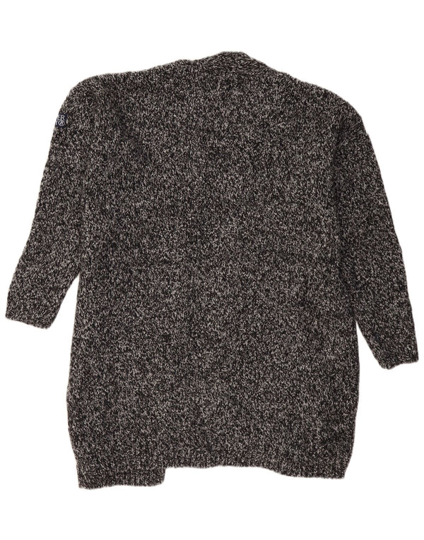 Maglione cardigan lungo oversize da donna SUPERDRY UK 18 XL grigio chiazzato