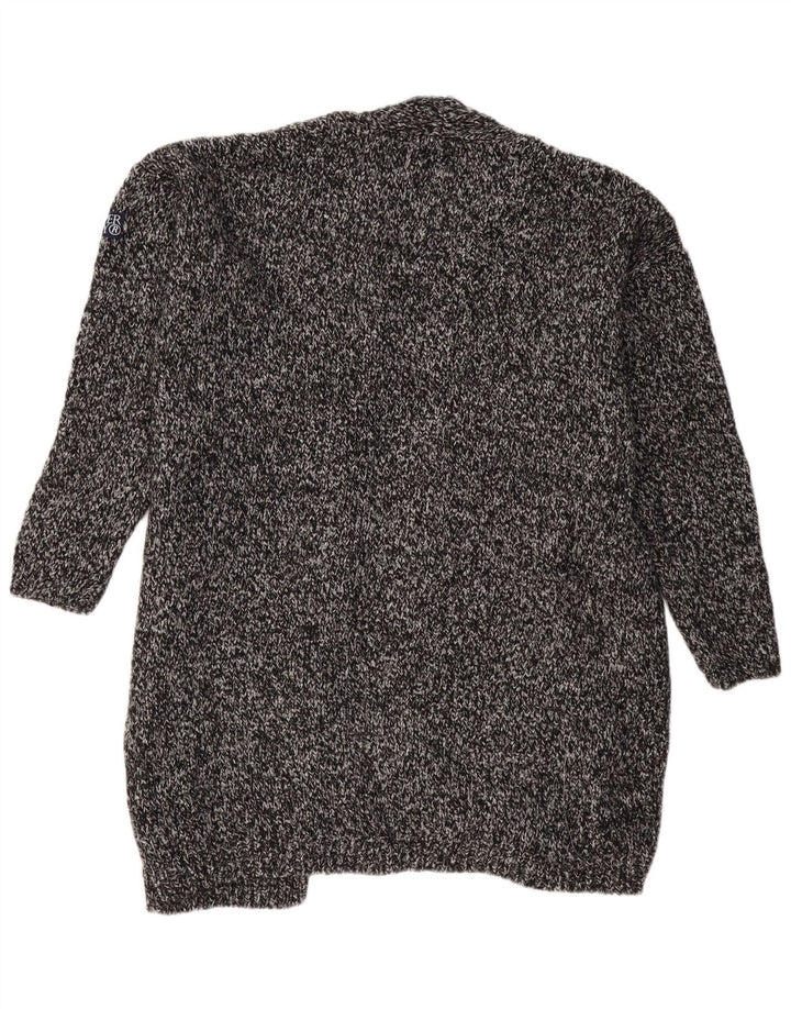 Maglione cardigan lungo oversize da donna SUPERDRY UK 18 XL grigio chiazzato