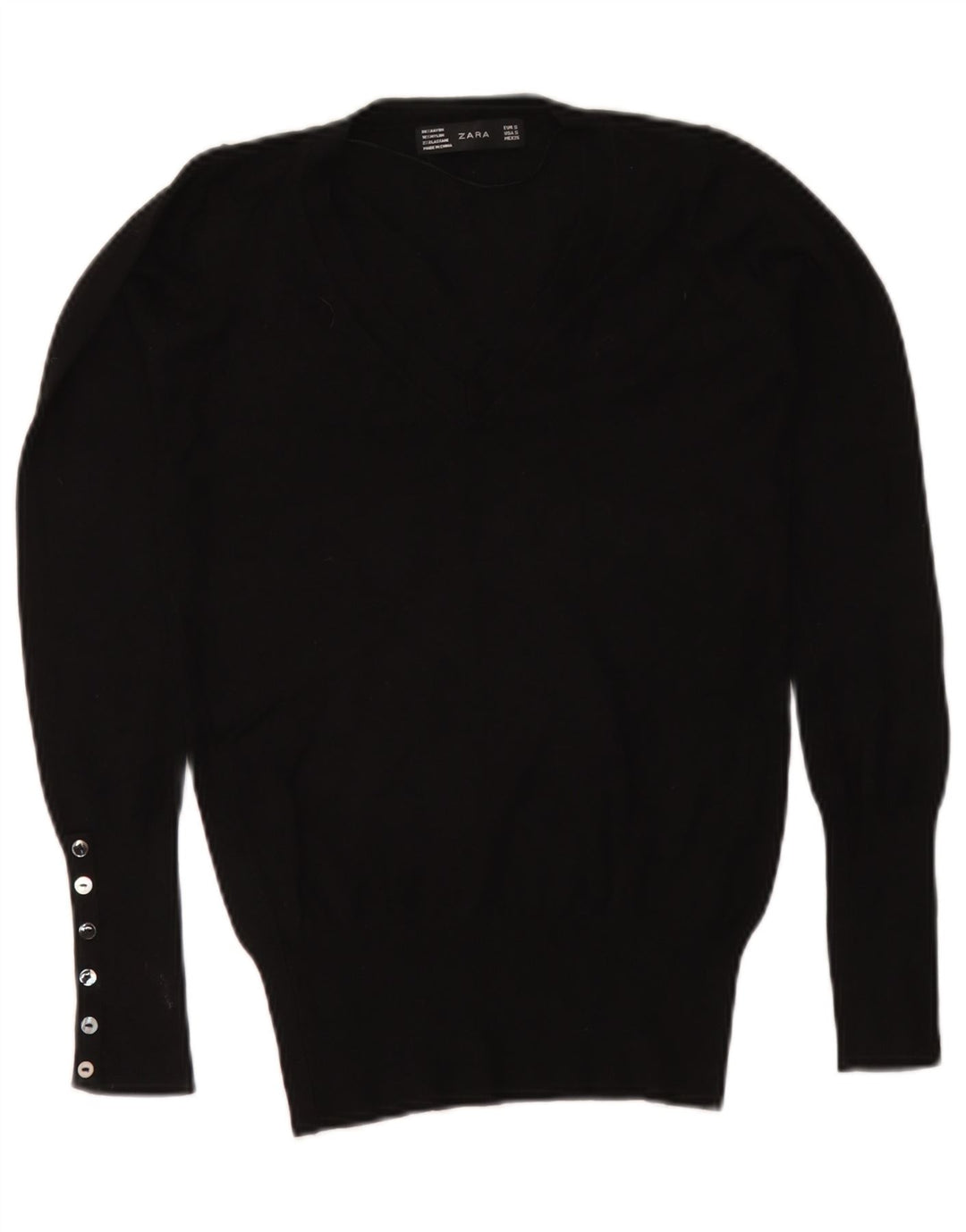 Maglione Zara da donna con scollo a V UK 10 piccolo nero