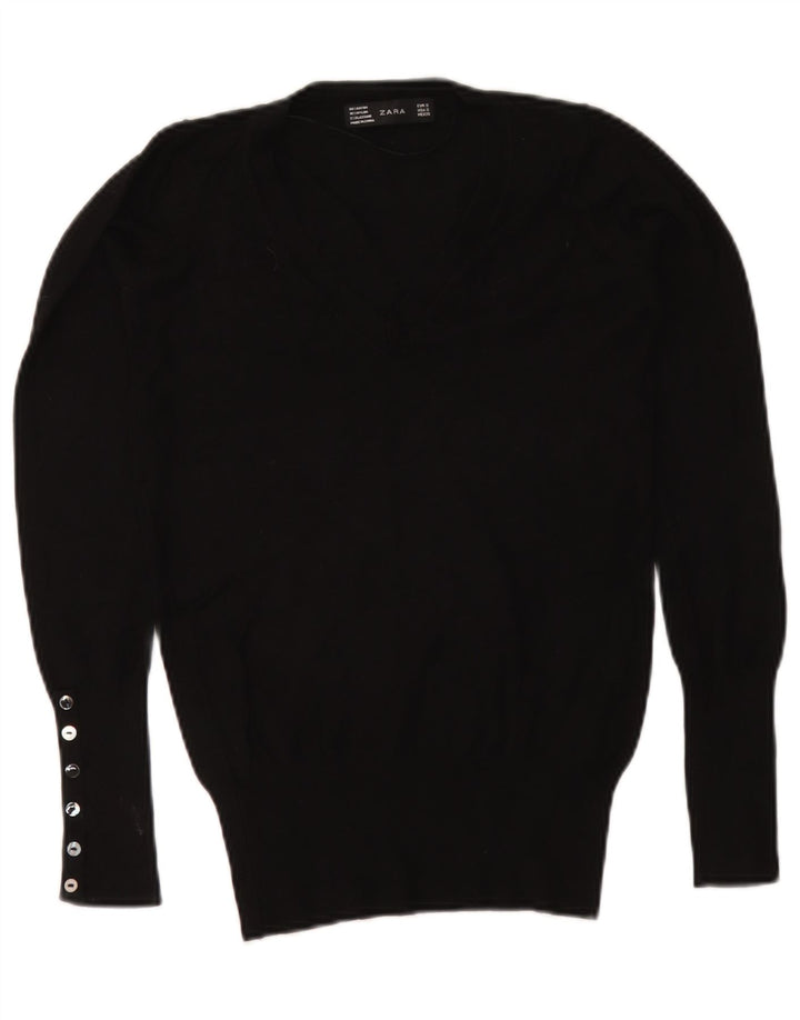 Maglione Zara da donna con scollo a V UK 10 piccolo nero