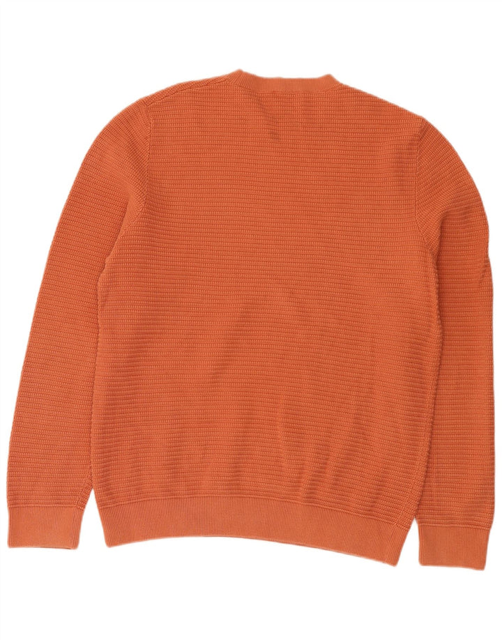 Cos Uomo Girocollo Maglione Maglione Grande Cotone Arancione
