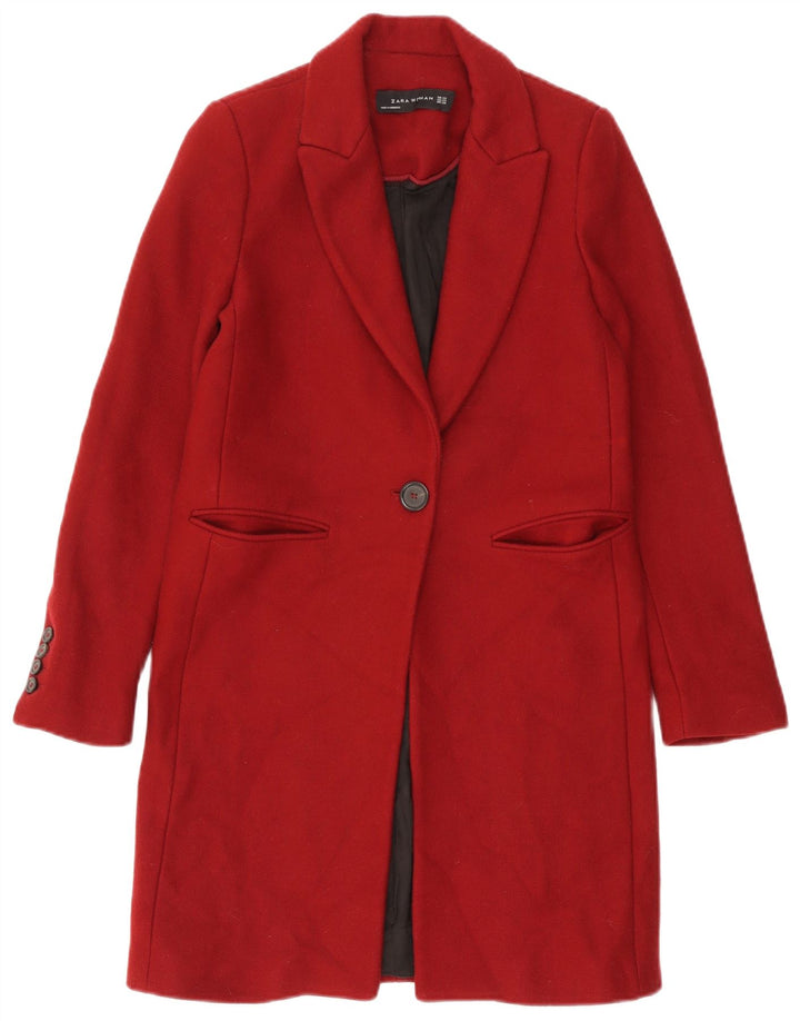 Cappotto ZARA Donna UK 6 XS Rosso Poliestere