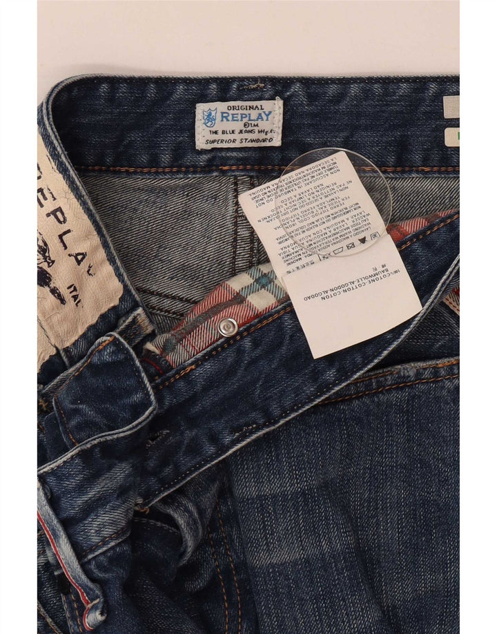 Replay Jeans slim invecchiati da uomo W34 L34 in cotone blu
