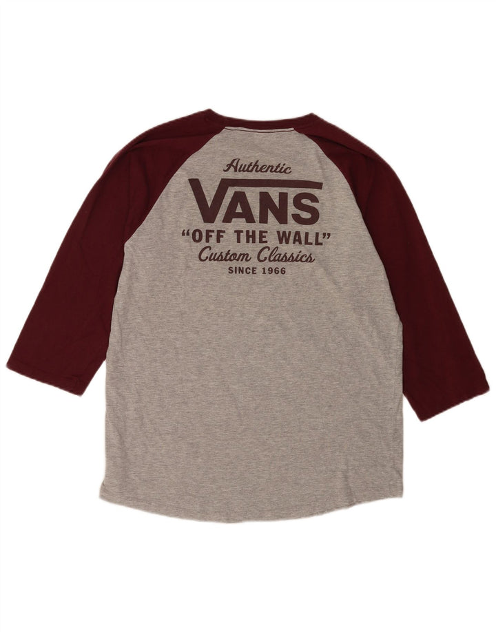 Maglietta da uomo con grafica Vans manica a 3/4 grande in cotone color block grigio