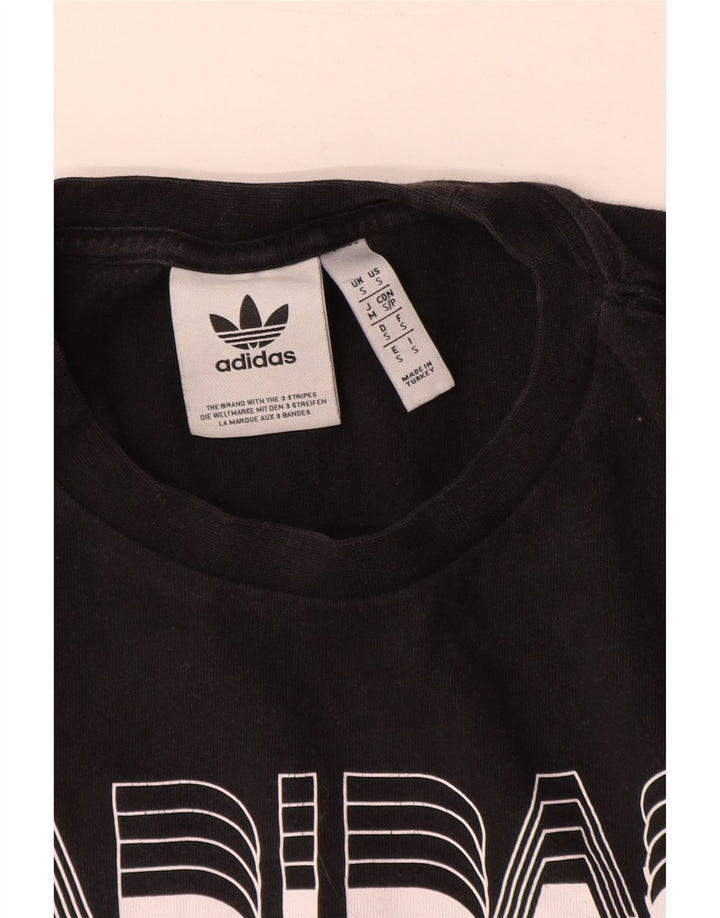 T-shirt grafica da uomo Adidas Top piccola in cotone nero