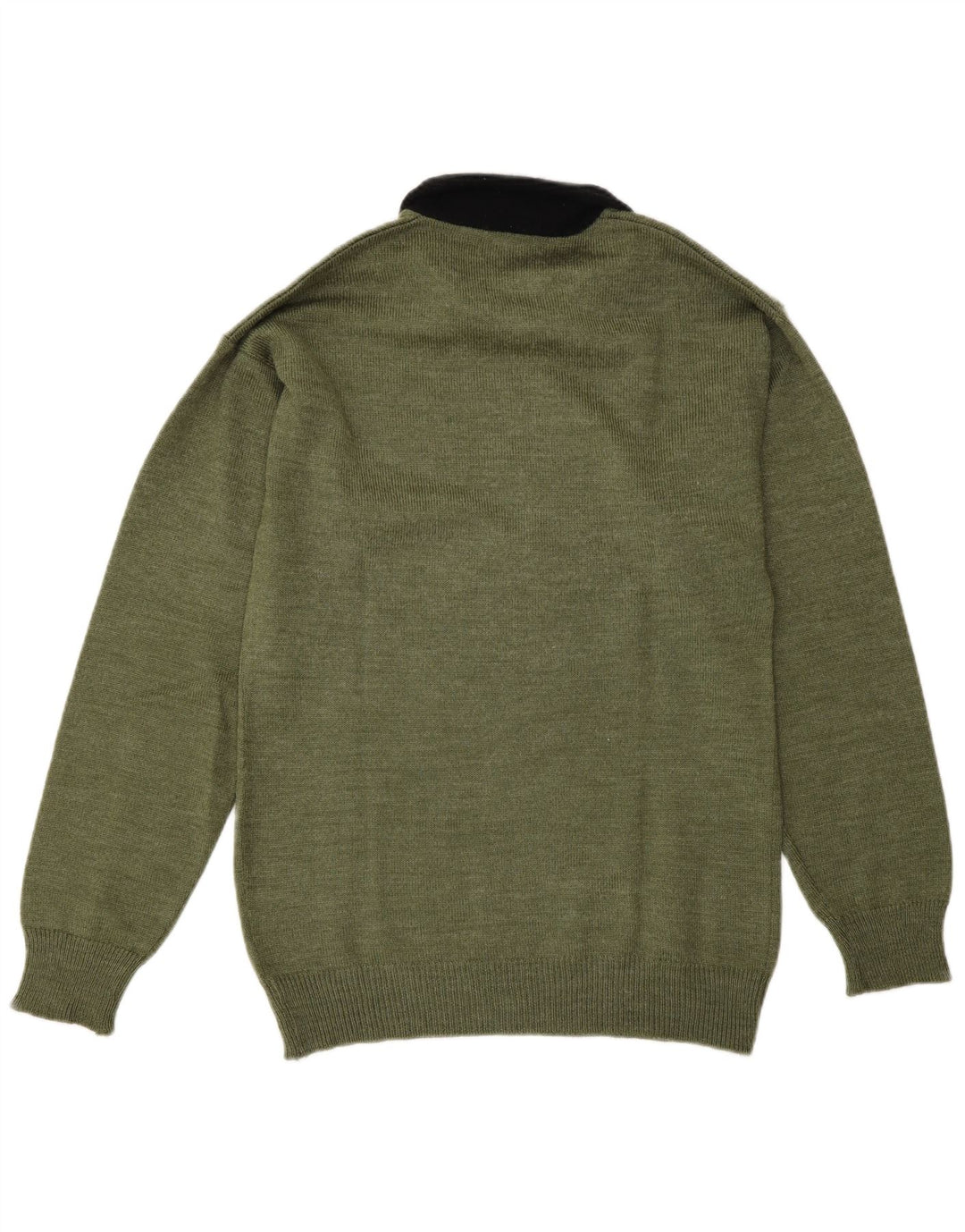 Maglione vintage da uomo con collo alto color block verde medio