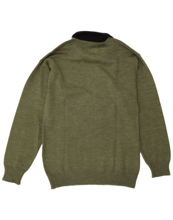 Maglione vintage da uomo con collo alto color block verde medio