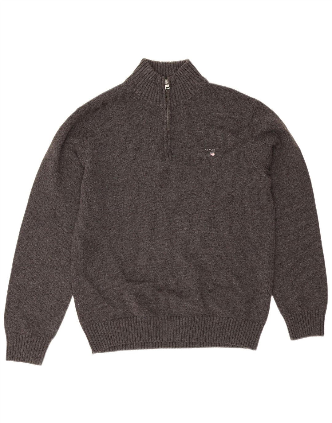 Gant Maglione da uomo con zip e collo grande in cotone grigio