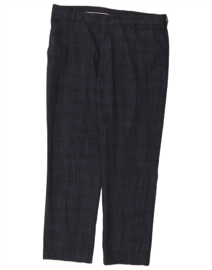 Pantaloni chino da uomo Marks & Spencer W34 L29 pied de poule blu navy