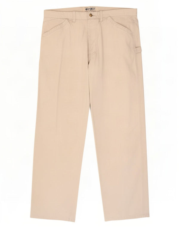 Pantaloni cargo dritti da uomo vintage IT 50 Large W34 L30 in cotone beige