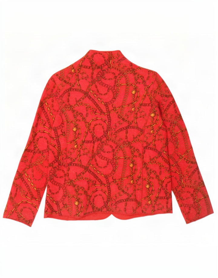Giacca blazer reversibile da donna vintage con motivo astratto UK 14 rosso medio