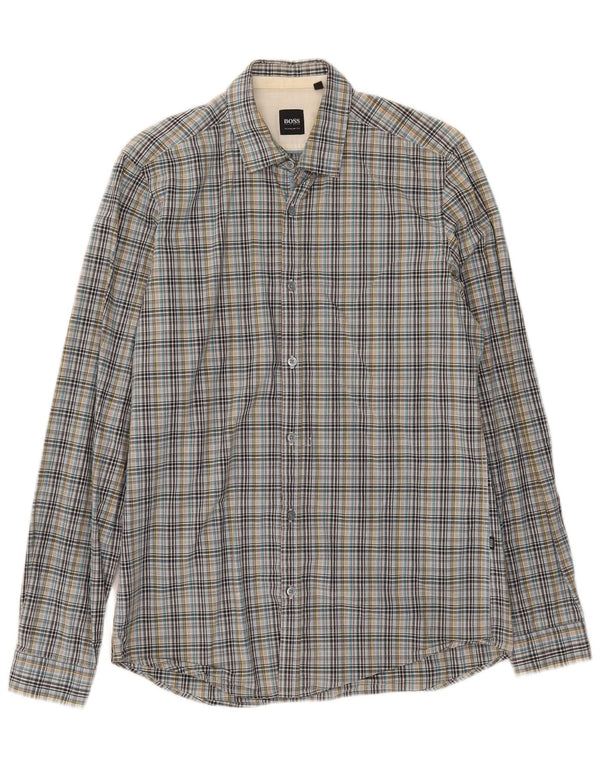 Camicia da uomo Hugo Boss piccola in cotone a quadri multicolore