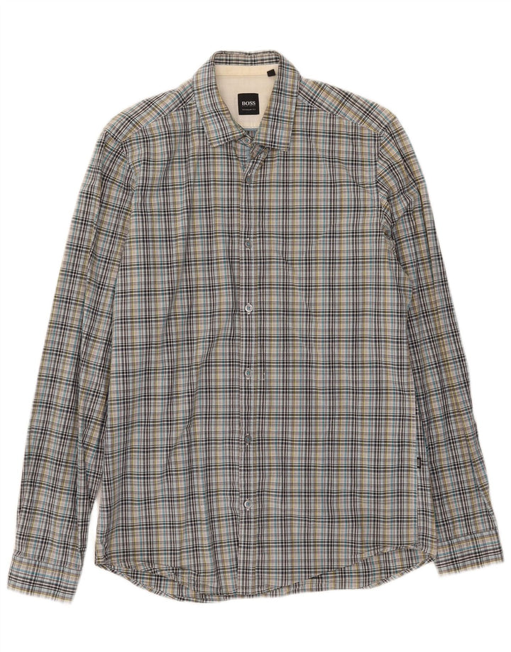 Camicia da uomo Hugo Boss piccola in cotone a quadri multicolore
