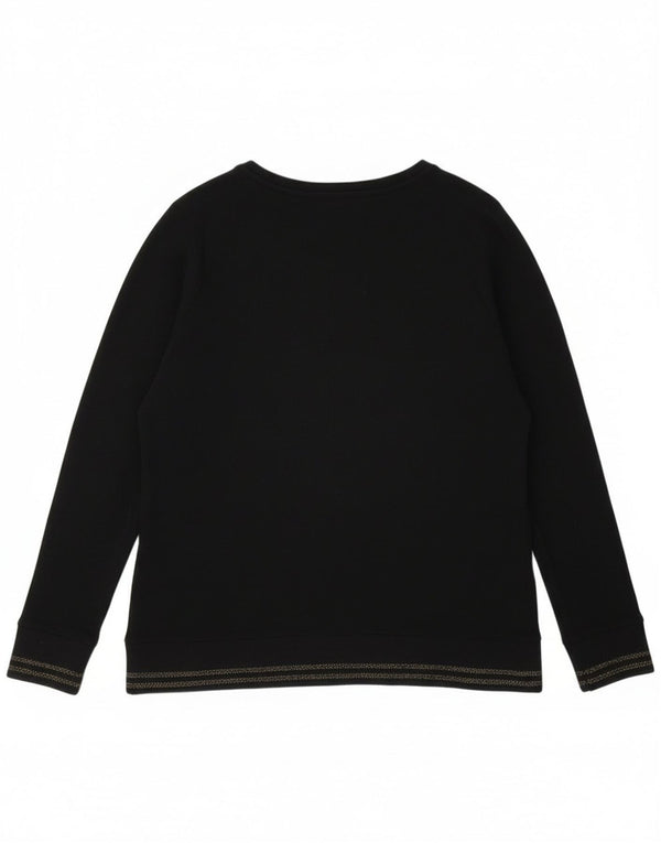 Felpa grafica da donna Barbour maglione UK 16 grande cotone nero