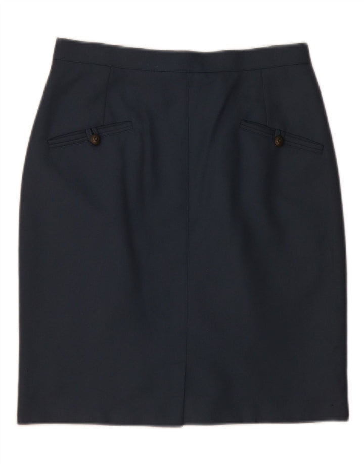 Gonna a tubino da donna VINTAGE media W28 blu navy in lana