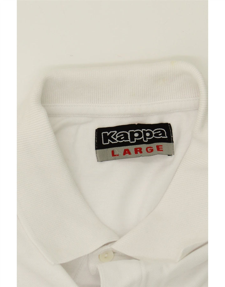 KAPPA Mens Polo Shirt Large White Cotton Vintage Kappa and Second-Hand Kappa from Messina Hembry 
