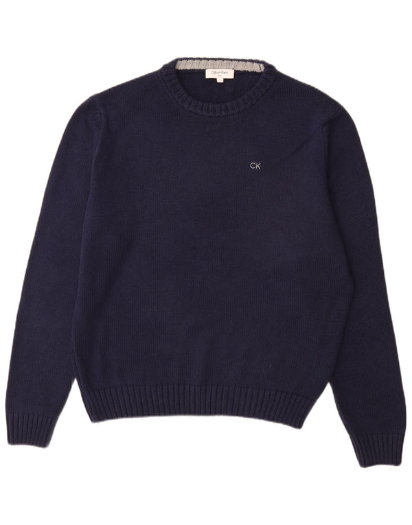 Calvin Klein Uomo Golf Girocollo Maglione Maglione Grande Cotone Blu Navy