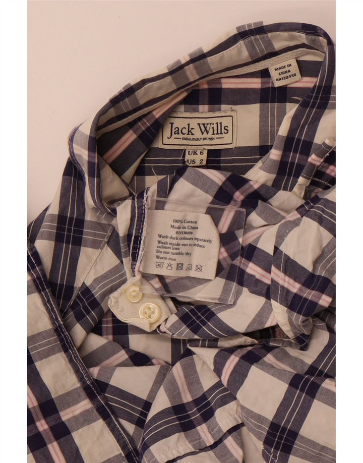 JACK WILLS Camicia da donna UK 6 XS Cotone a quadri bianco