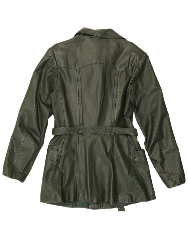 Giacca in pelle vintage da donna IT 46 grande verde