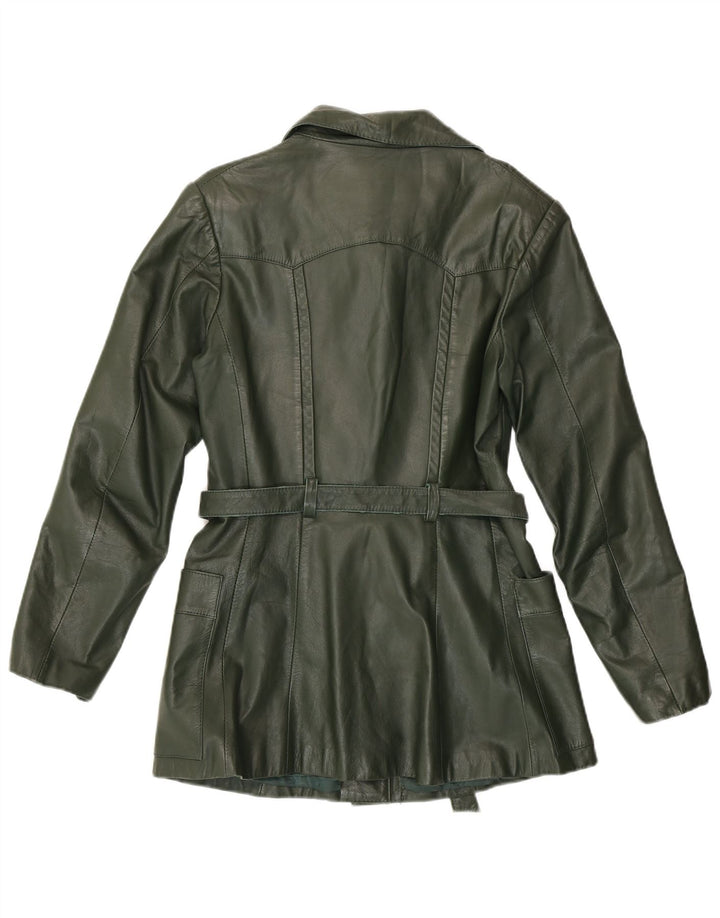 Giacca in pelle vintage da donna IT 46 grande verde