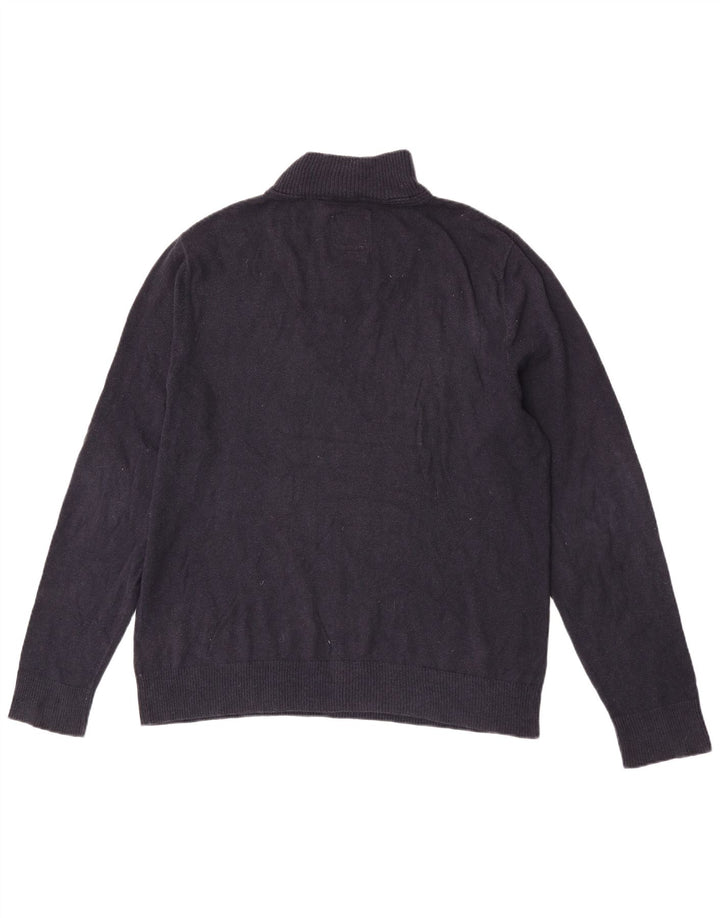 Maglione da uomo con collo con zip Fat Face, grande cotone blu navy