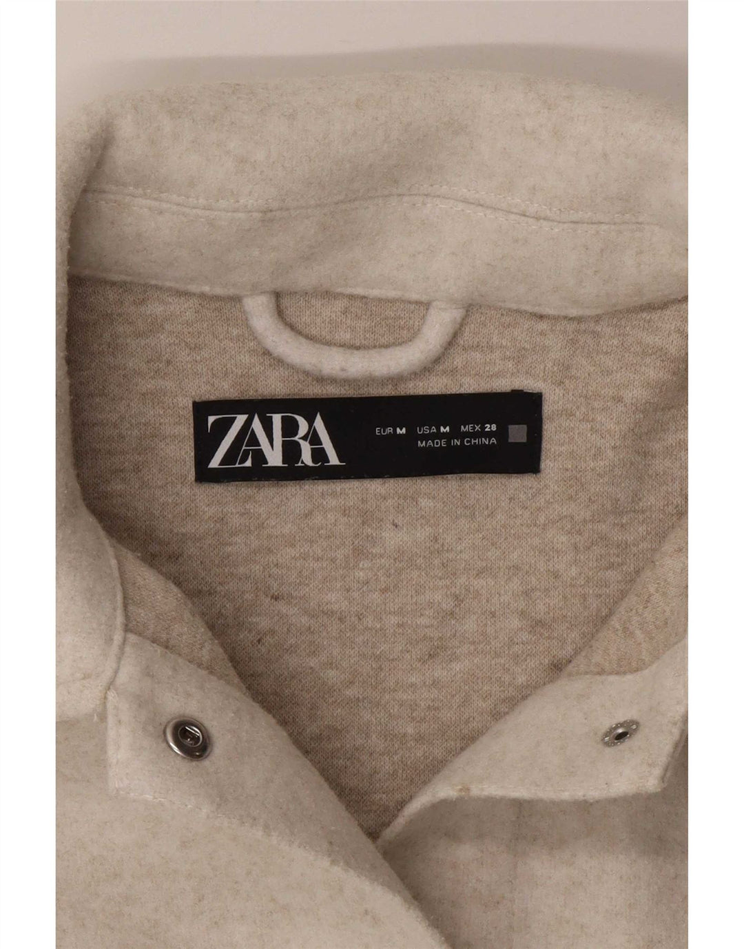 Camicia overshirt da donna Zara vestibilità ampia UK 14 Poliestere beige medio