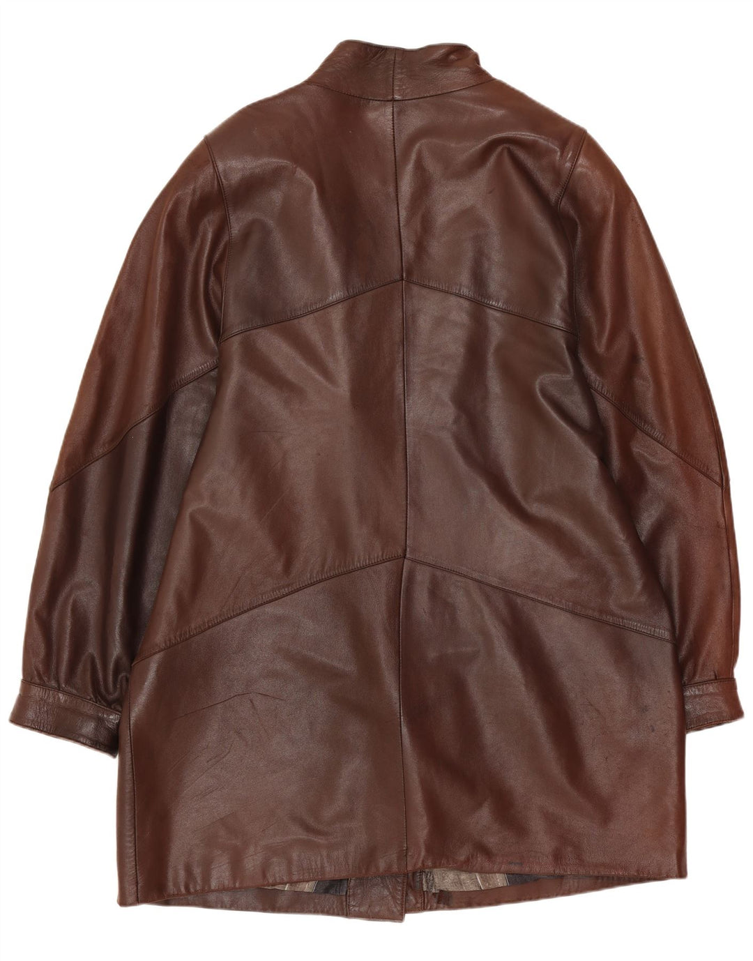 Cappotto in pelle oversize da donna vintage UK 14 Marrone medio