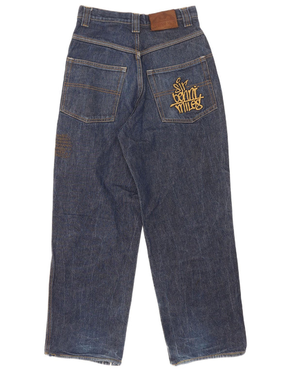 SIR BENNI MILES Jeans affusolati con grafica a vita alta da donna W27 L29 Blu navy