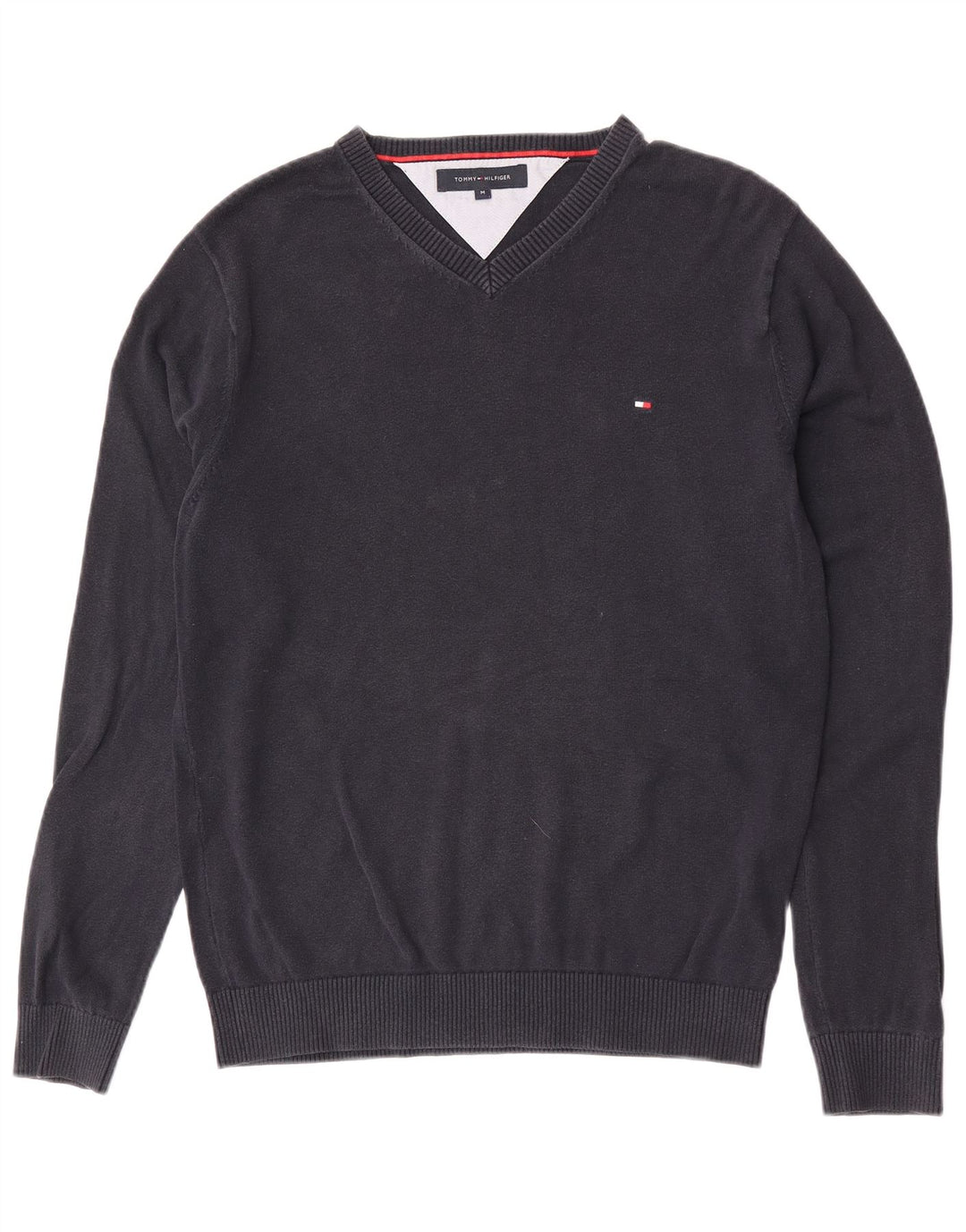 Maglione maglione con scollo a V da uomo Tommy Hilfiger cotone medio blu navy
